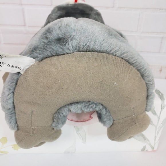 Vintage Belgium Gray Dressed Elephant Plush Trunk Up Pink RARE Stuffed Animal - Picture 9 of 12